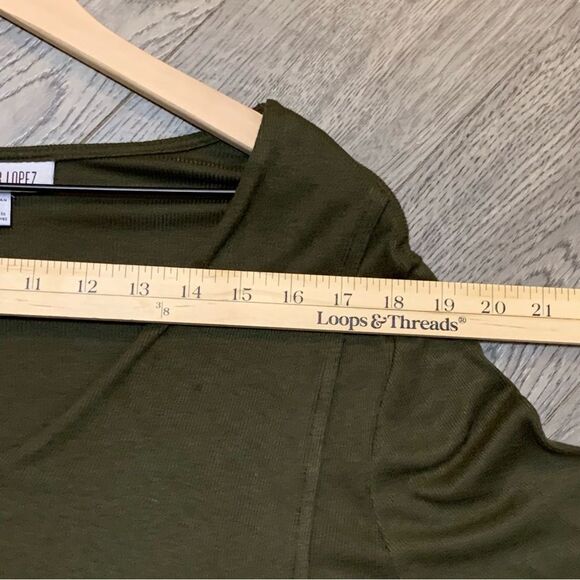 JENNIFER LOPEZ Handkerchief Hem Tunic Top Women’s 1X Green Long Sleeve Ribbed. - Picture 9 of 12